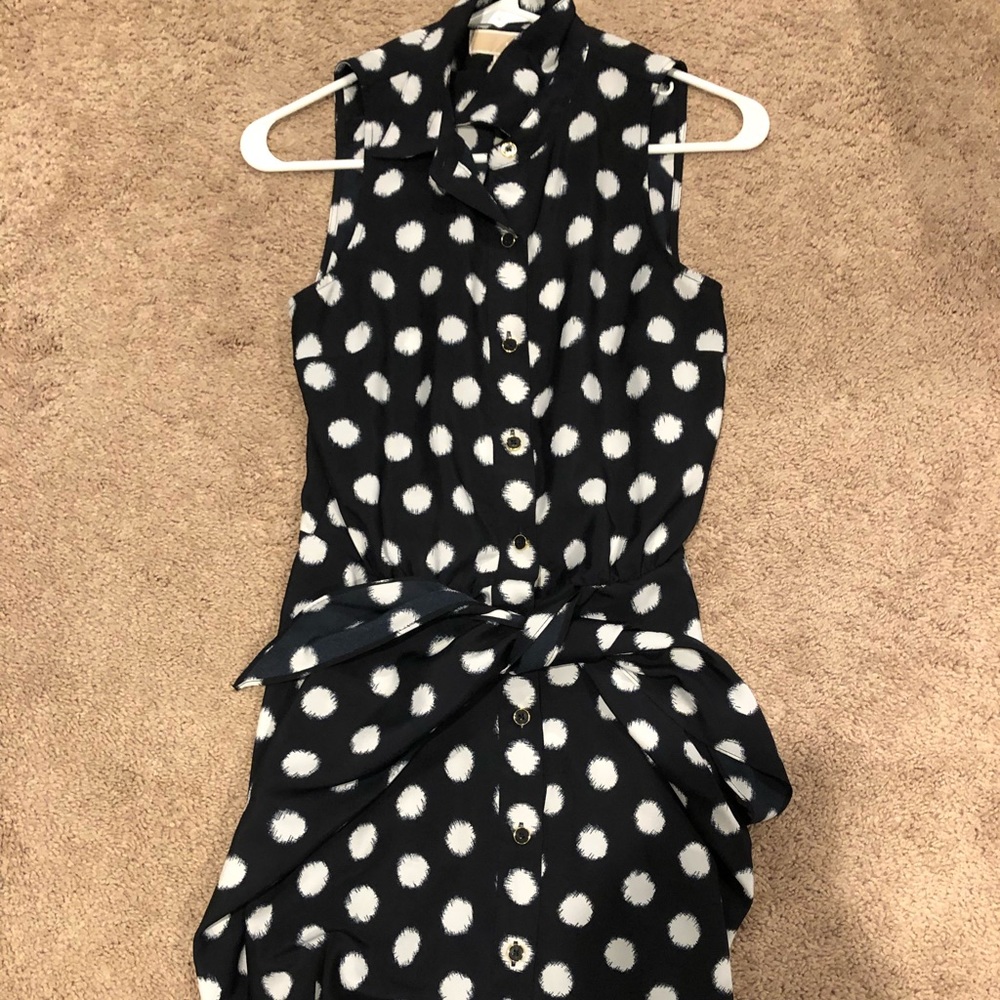 Navy & white Michael Kors Polka Dotted dress
